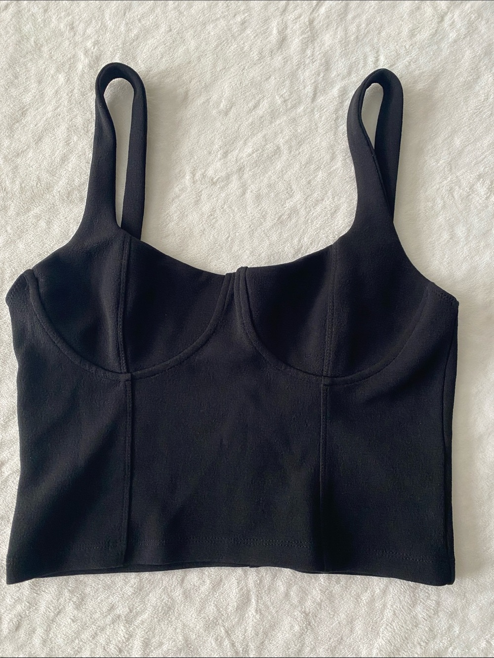Zara Black Sculpted Bustier Crop Top